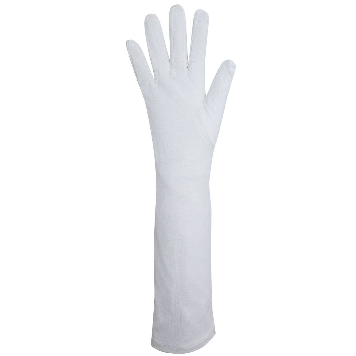 Baumwoll-Trikot-Handschuh, weiß gebleicht, 45 cm