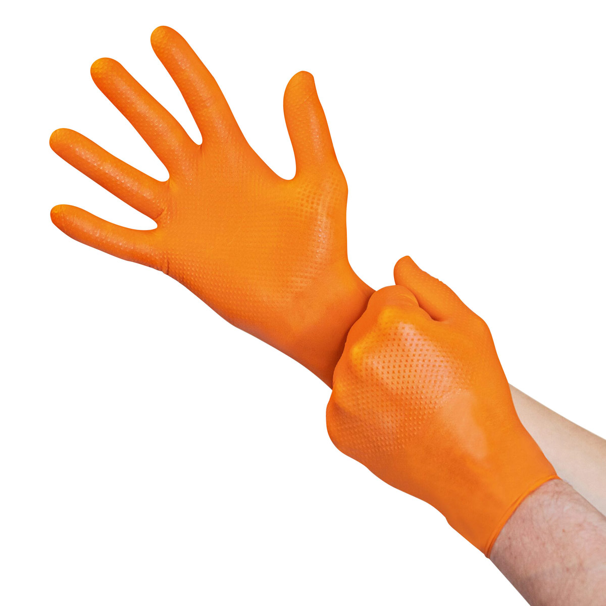 Meditrade® Nitril® StellarGrip Einmalhandschuh, Diamantstruktur orange