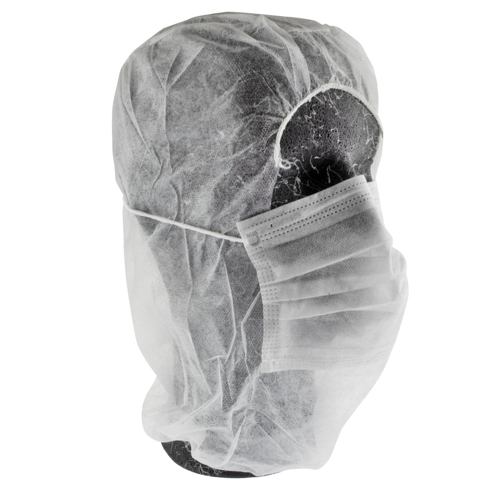 Vlieshaube Astroform mit Mundschutz, PP, Polybeutel