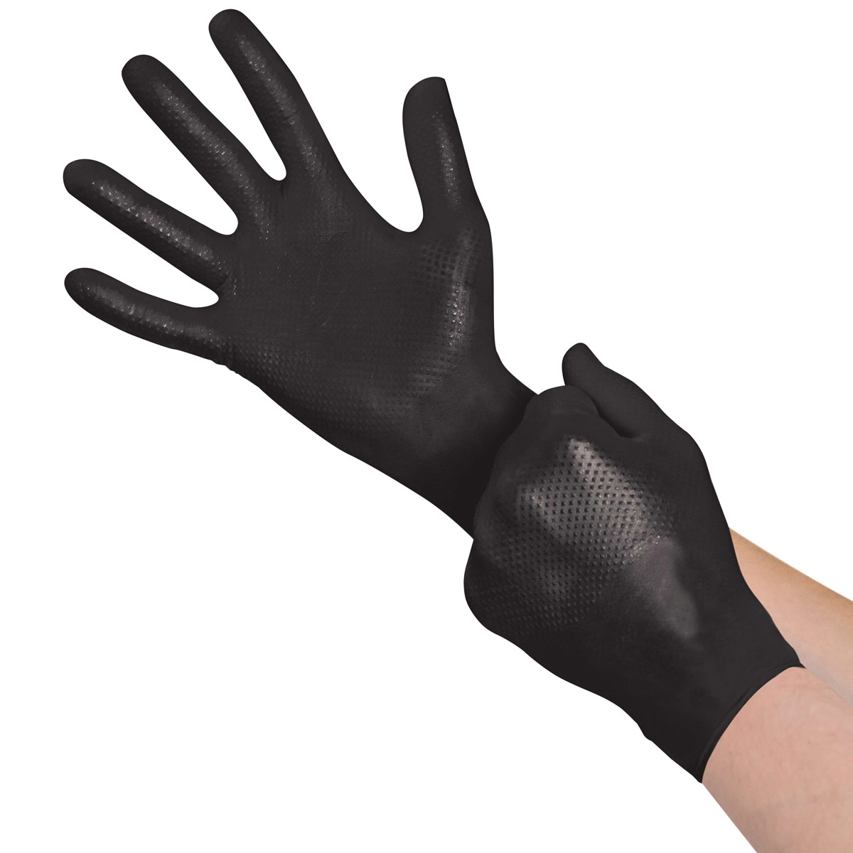 Meditrade® Nitril® StellarGrip Einmalhandschuh, Diamantstruktur schwarz