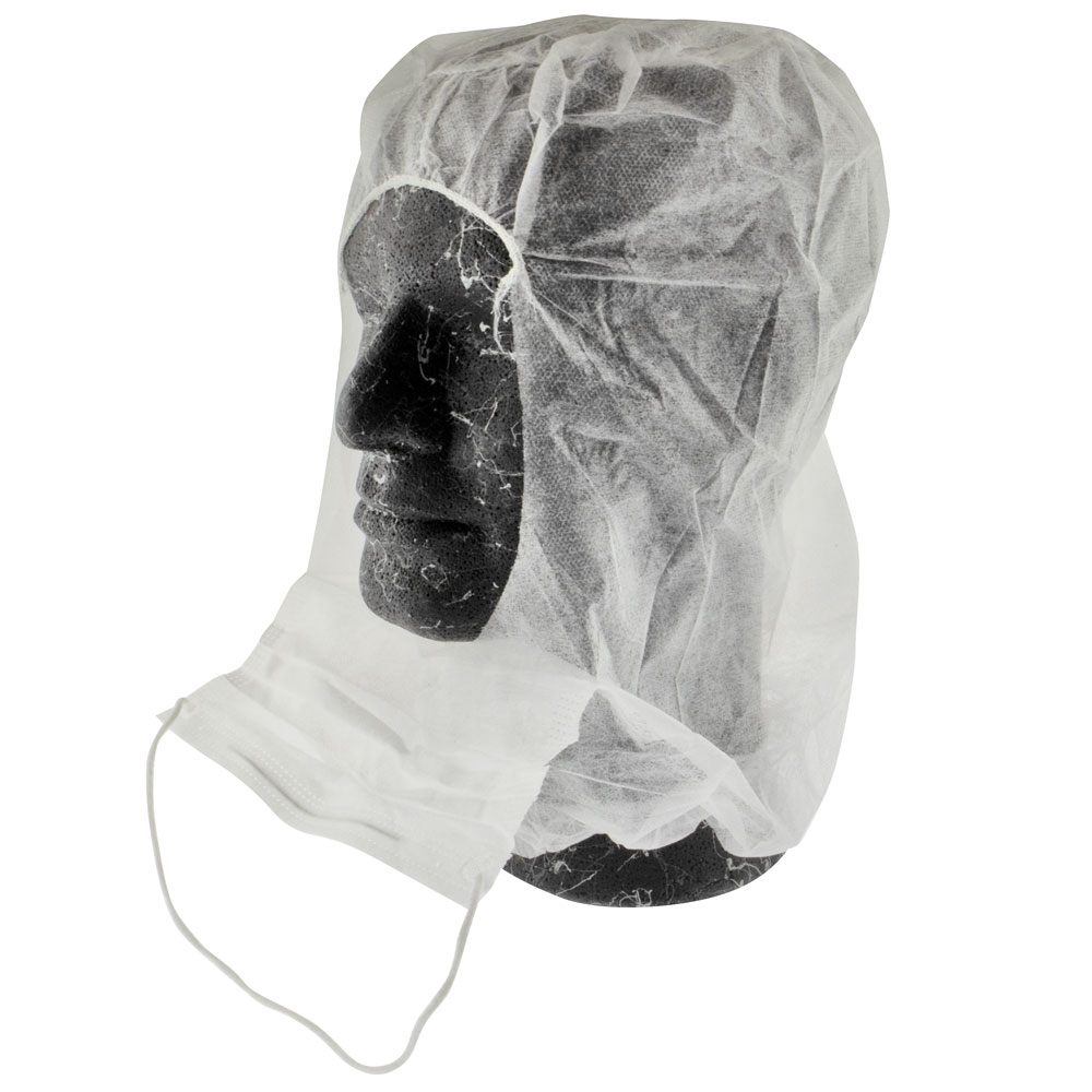 Vlieshaube Astroform mit Mundschutz, PP, Polybeutel