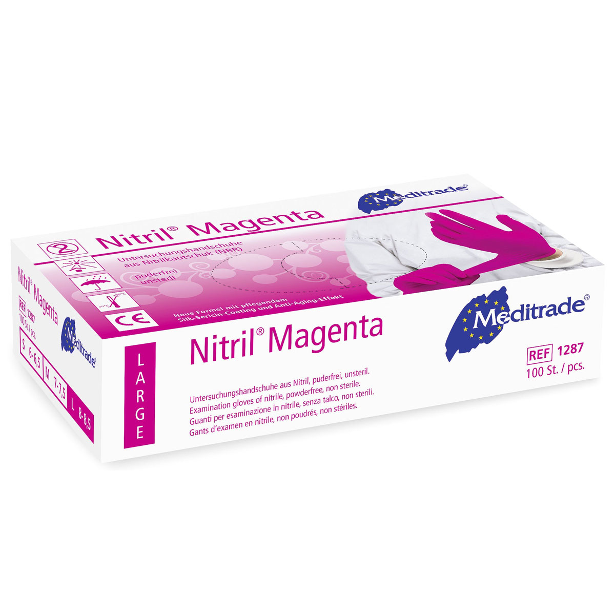 Meditrade® Nitril® Magenta Einmalhandschuh, puderfrei