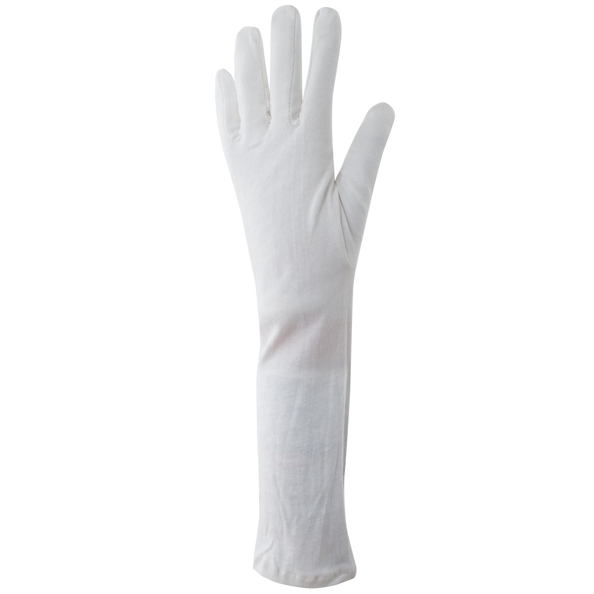 Baumwoll-Trikot-Handschuh, weiß gebleicht, 45 cm