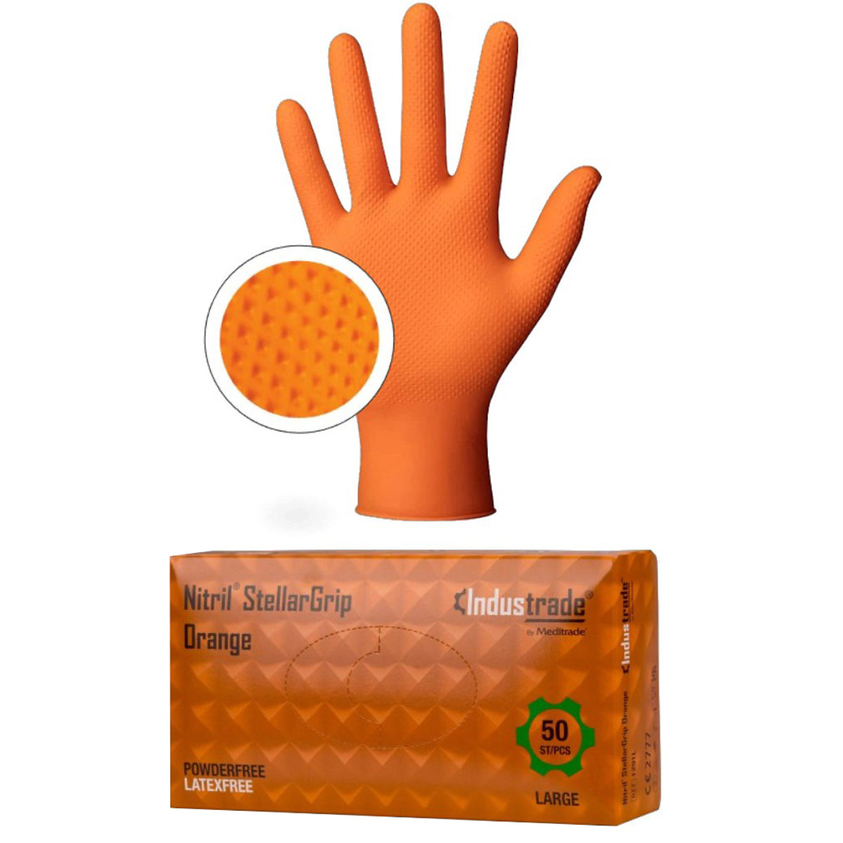 Meditrade® Nitril® StellarGrip Einmalhandschuh, Diamantstruktur orange