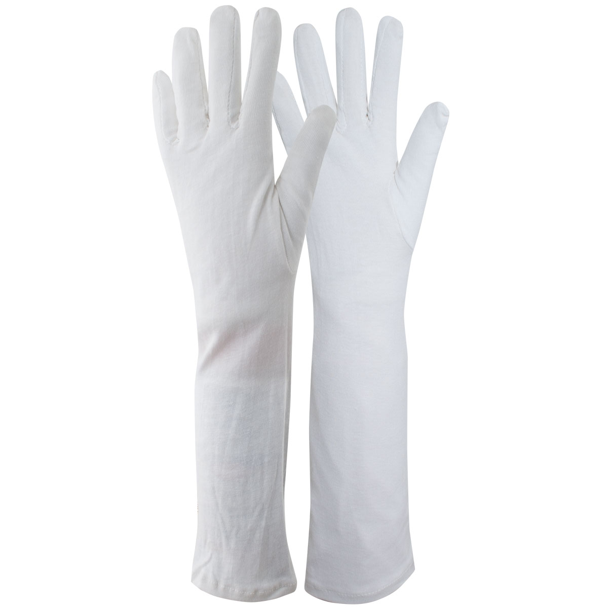 Baumwoll-Trikot-Handschuh, weiß gebleicht, 45 cm